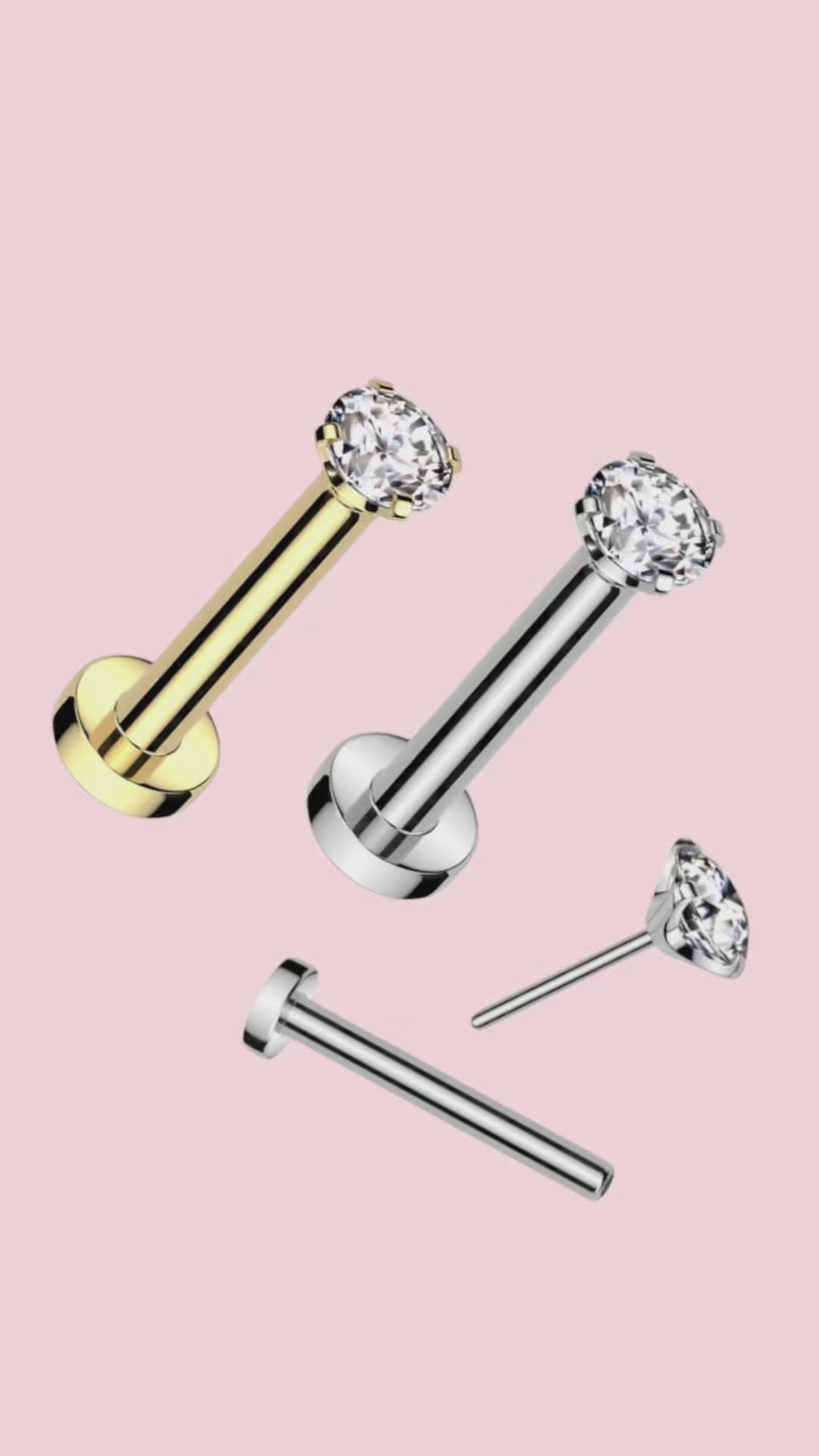 16G / 18G Threadless Labret - Titanium Nose & Cartilage Stud