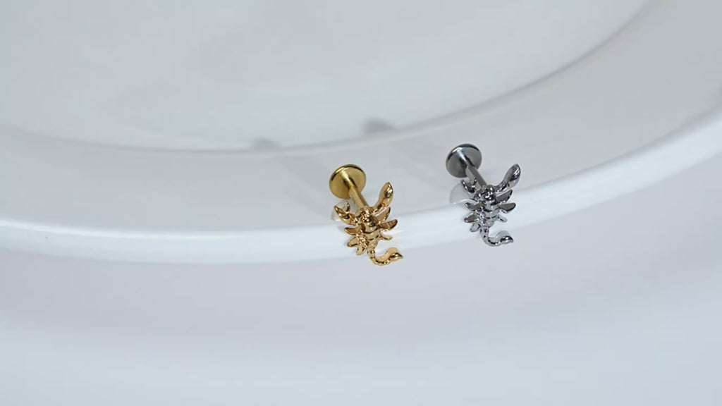 16G Titanium Scorpion Flatback - Scorpio Zodiac Stud for Helix & Tragus