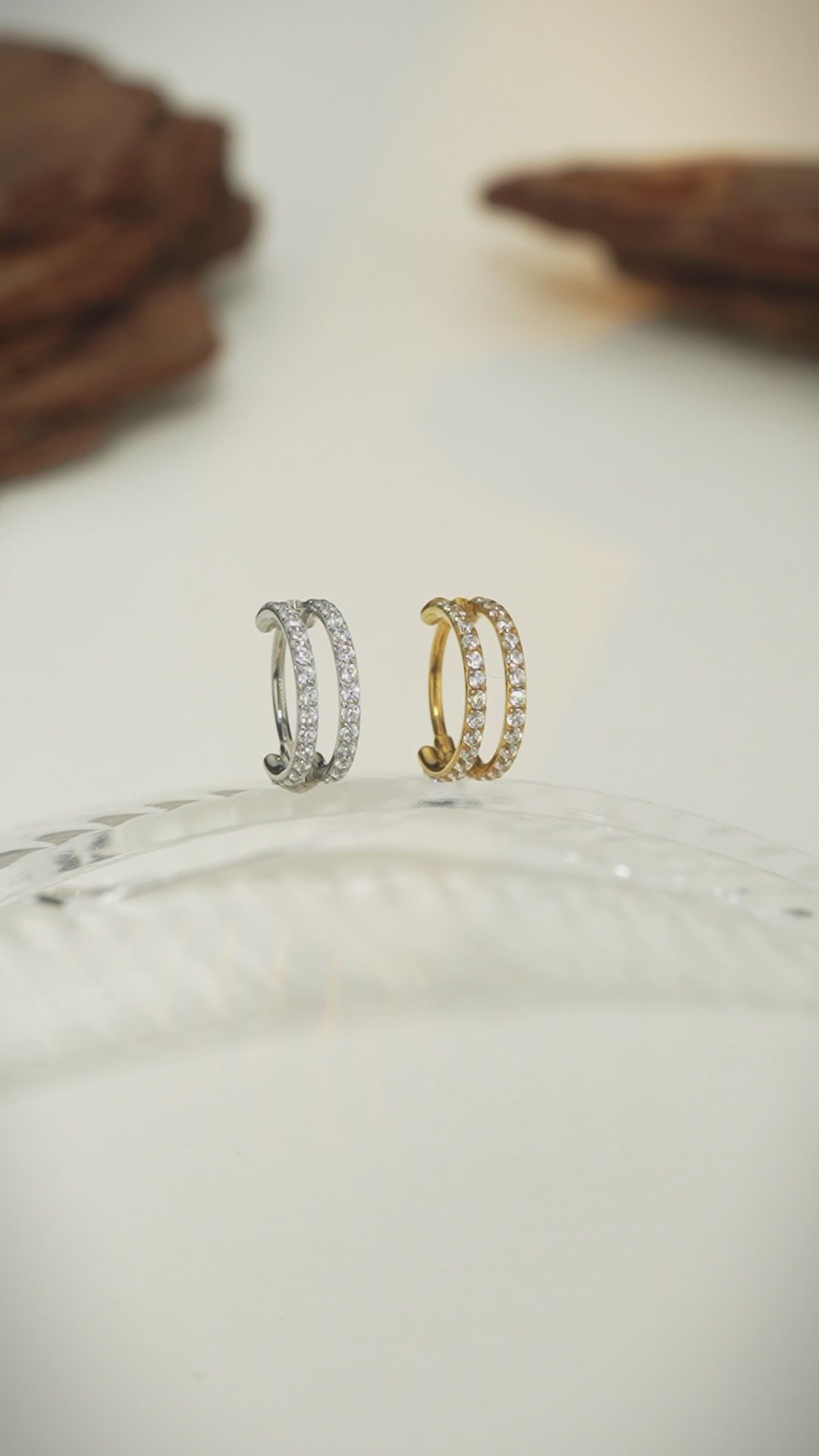 16G/18G Titanium Double Hoop Clicker - Stacked Hinged Ring for Septum & Helix