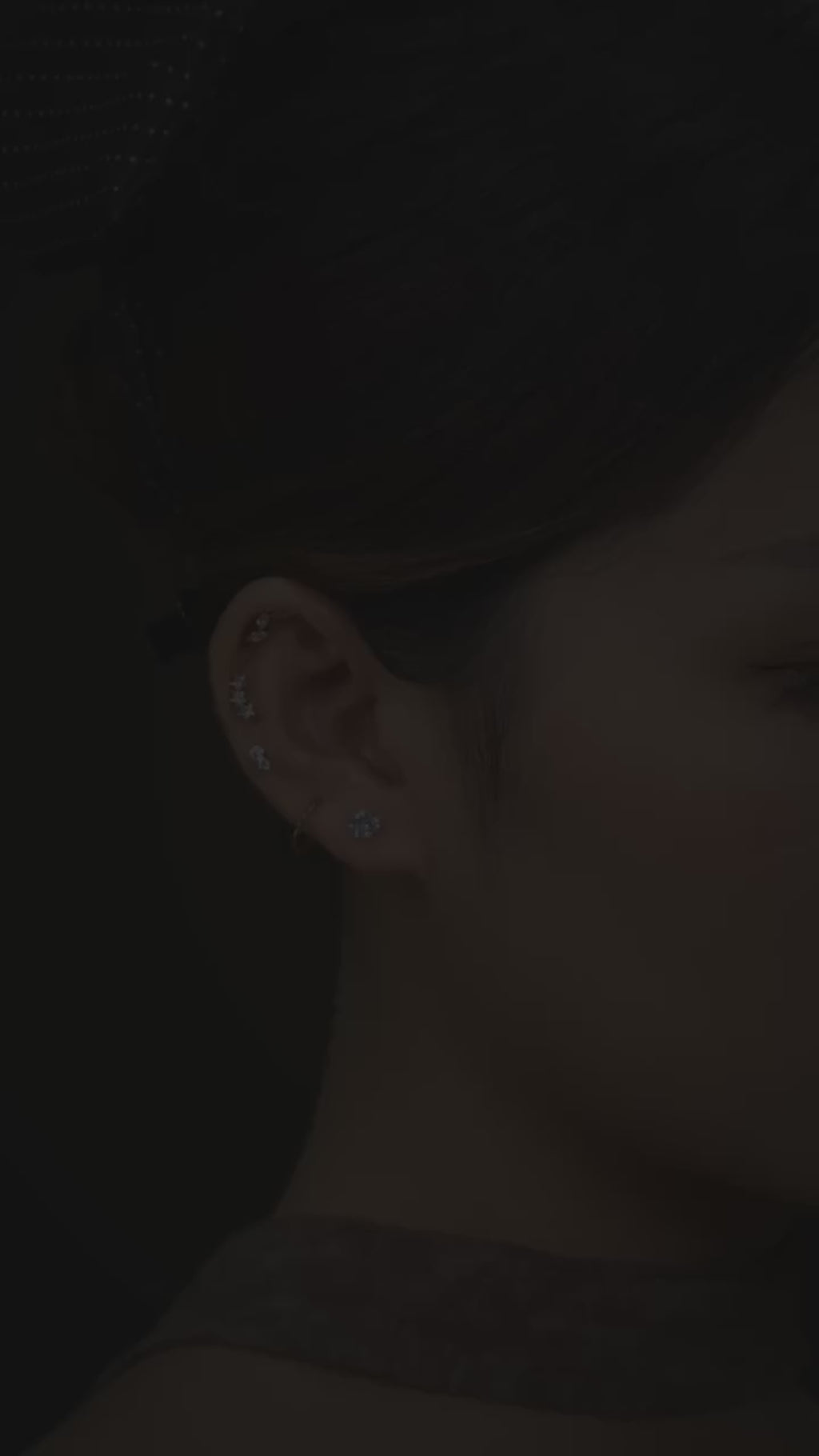 16G Titanium Triple Marquise Fan - CZ Cluster Flatback for Helix, Tragus & Conch