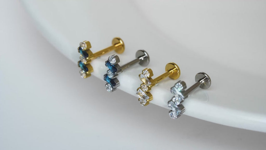 ASTM F136 Titanium Baguette CZ Climber Stud (16G)