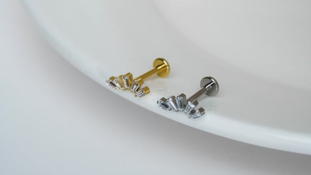 ASTM F136 Titanium Baguette Trapezoid Cluster Stud (16G)